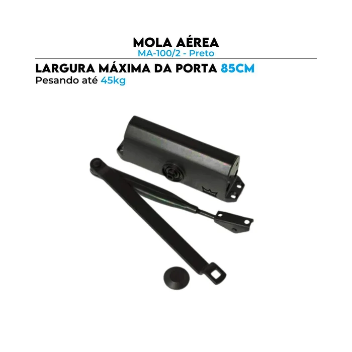 Mola Aérea Hidráulica MA-100/2 Preto Dorma Fechamento Porta até 85 cm 45kg (zoom)