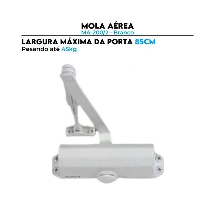 Mola Aérea Hidráulica MA-200/2 Branco Dorma Fechamento Porta até 85 cm 45kg (zoom)
