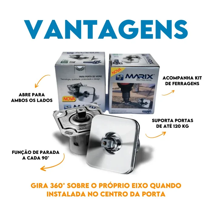 Mola Marix  120kg  Para Porta de Vidro Escovado 361210 (1)