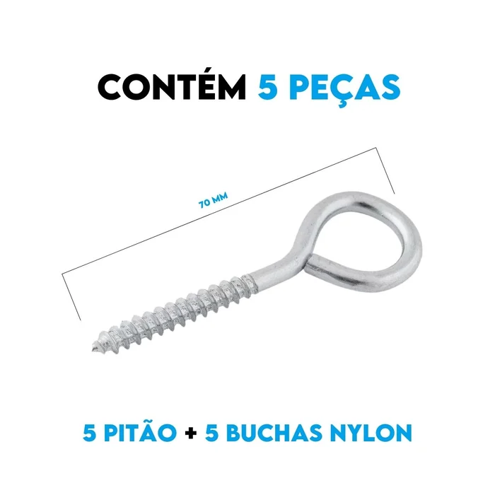 PITAO 8 + BUCHA NYLON C/ ABA 8 MM - 5 PC - 5802046 (zoom)