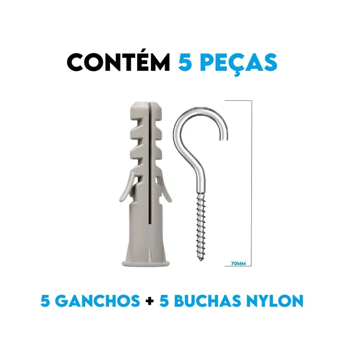 GANCHO 8 + BUCHA NYLON C/ ABA 8 MM - 5 PC 5802073 (zoom)