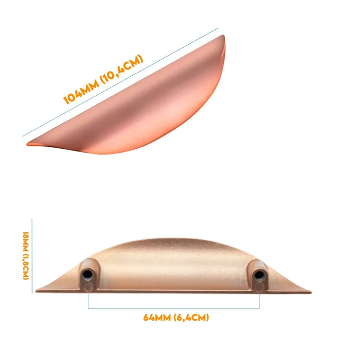 Puxador Armario Concha Aberta 64mm 104mm Rose (zoom)