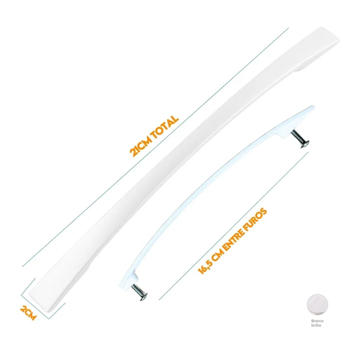 Puxador Armario Alça Curvo 160mm Branco Brilhante (zoom)