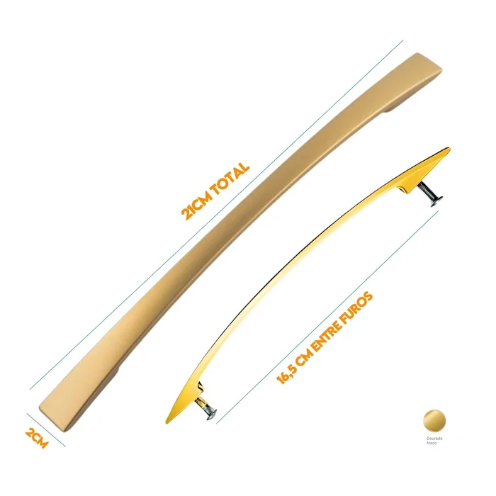 Puxador Armario Alça Curvo 160mm Dourado Fosco (zoom)