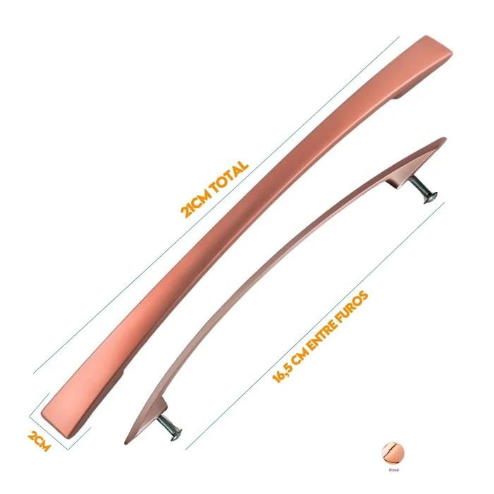 Puxador Armario Alça Curvo 160mm Rose (zoom)
