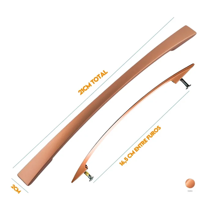 Puxador Armario Alça Curvo 160mm Cobre (zoom)