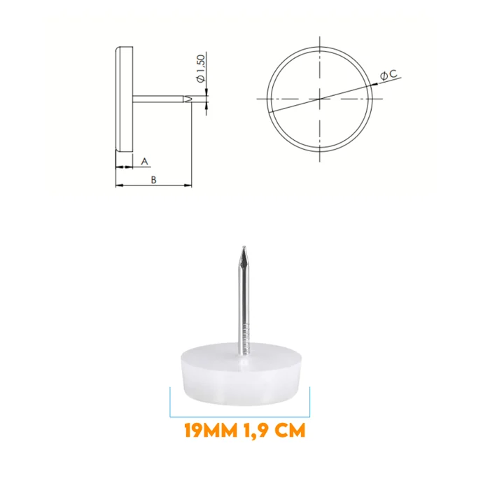 Acessorios Para Moveis Sapata Prego 19mm Para Móveis (zoom)