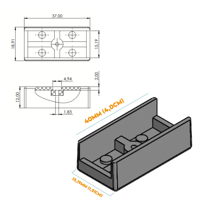 Acessorios para moveis Sapata U 15X30 Com Pregos Branco Para Móveis (zoom)