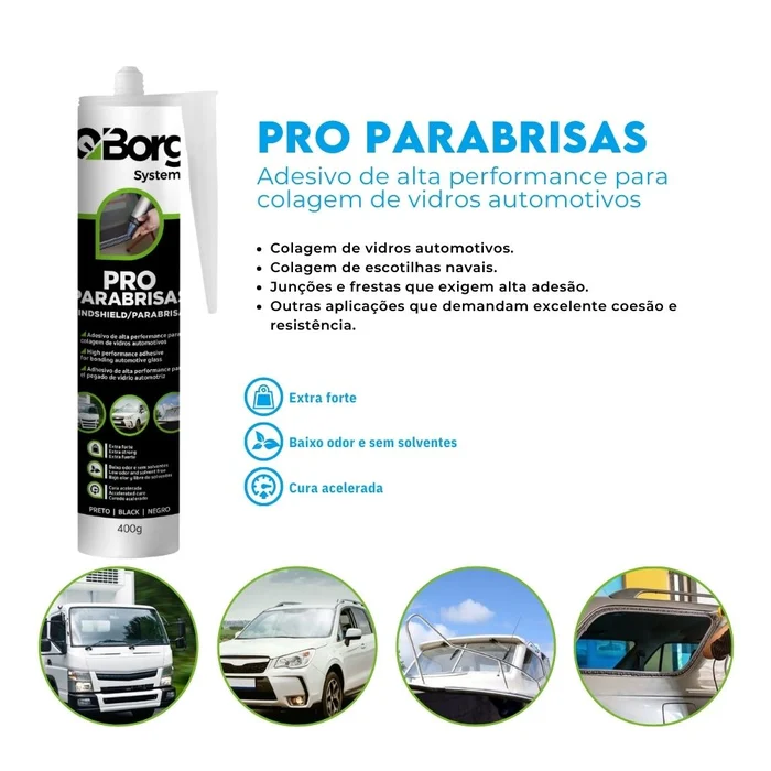 Quimicos em geral Adesivo Poliuretano Pro Parabrisas Preto Q-Borg (zoom)