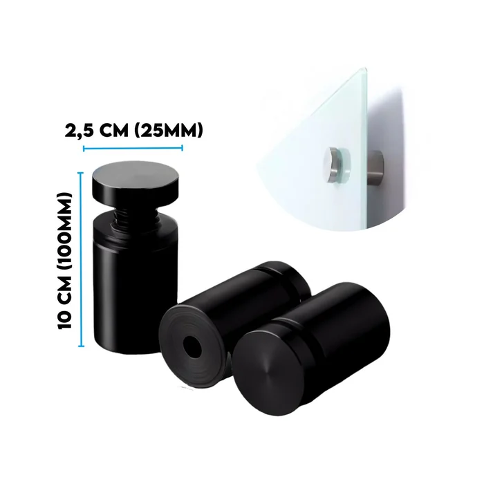 Vidros Prolongador Aço Inox 2,5X10cm Preto (zoom)