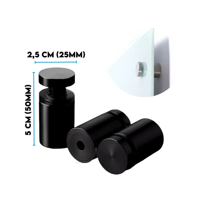 Vidros Prolongador Aço Inox 2,5X5cm Preto (zoom)