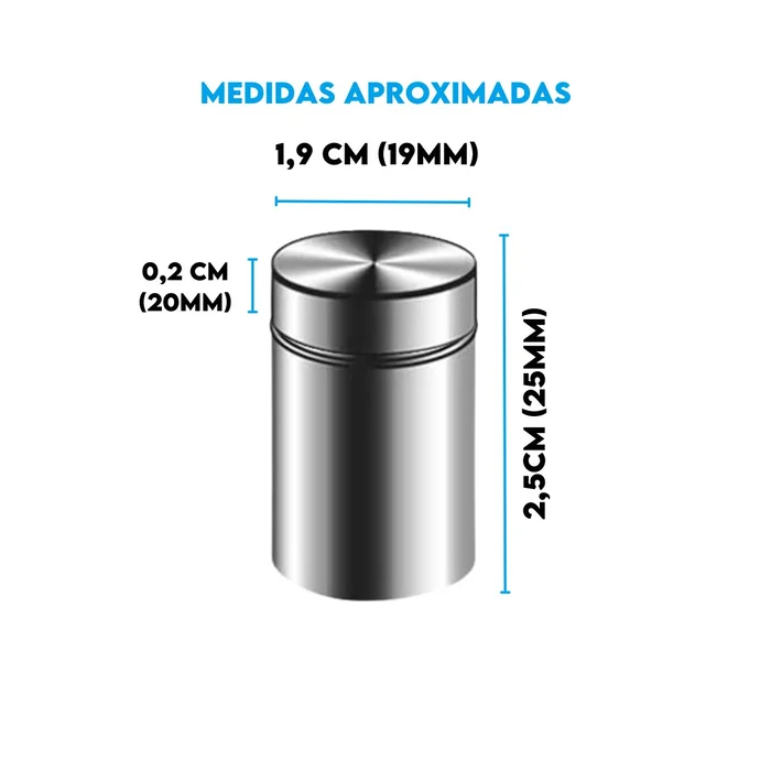 Vidros Prolongador Aço Inox 1,9X2,5cm Polido (zoom)
