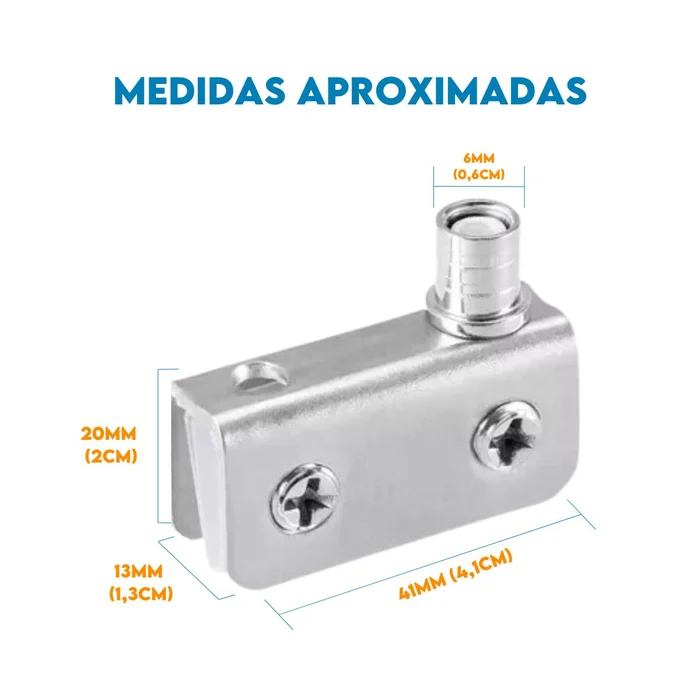 Dobradiça Para Vitrine 4mm a 13mm Polido (zoom)