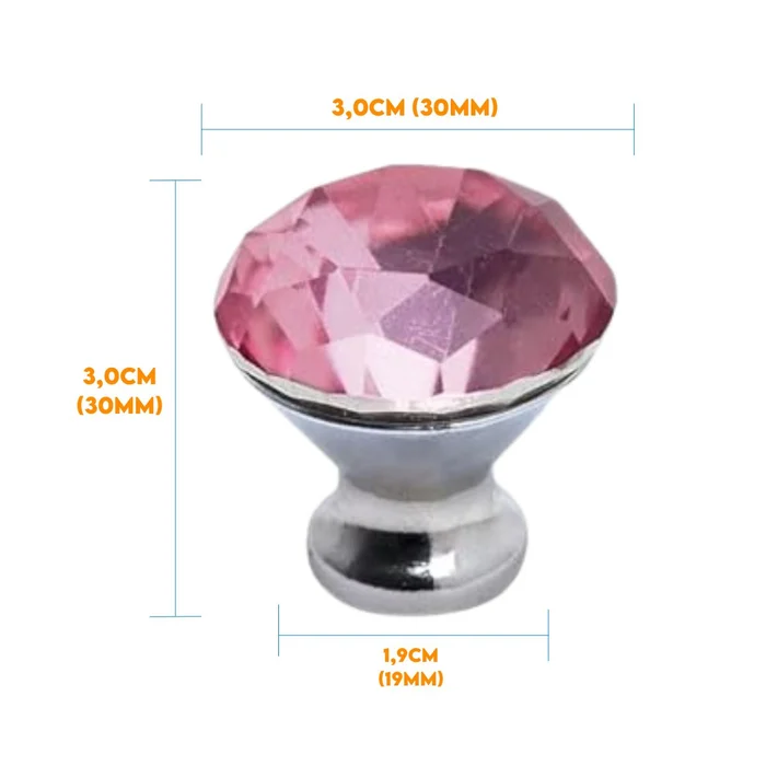 Puxador Cristal Shine 30mm Rosa (zoom)