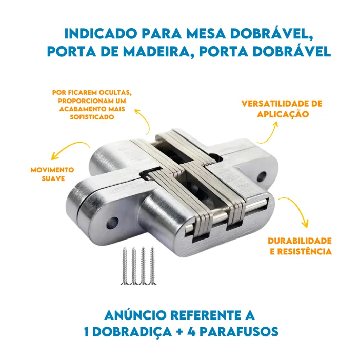 Dobradica Invisivel 45 X13mm para Moveis com Parafusos Mixso 5100045 (1)