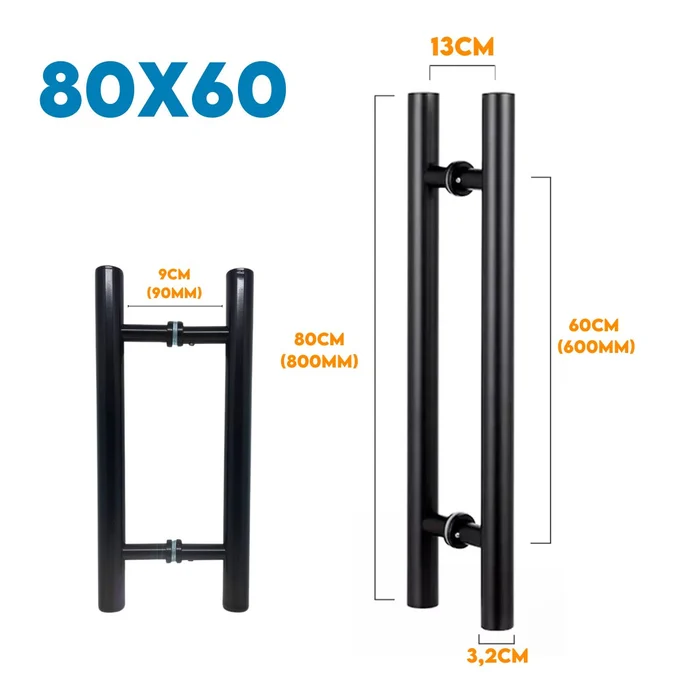 Puxadores Puxador Para Porta H 80x60cm Duplo Redondo (zoom)
