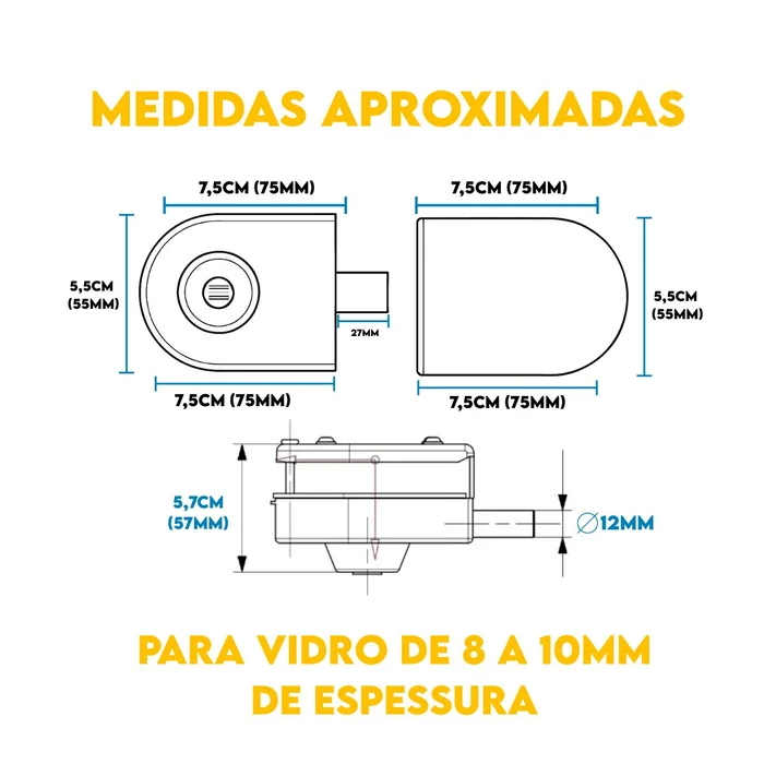 acessorios para vitrines Fechadura Vidro Vidro Sobrepor Para Portas de Abrir Mixso (zoom)