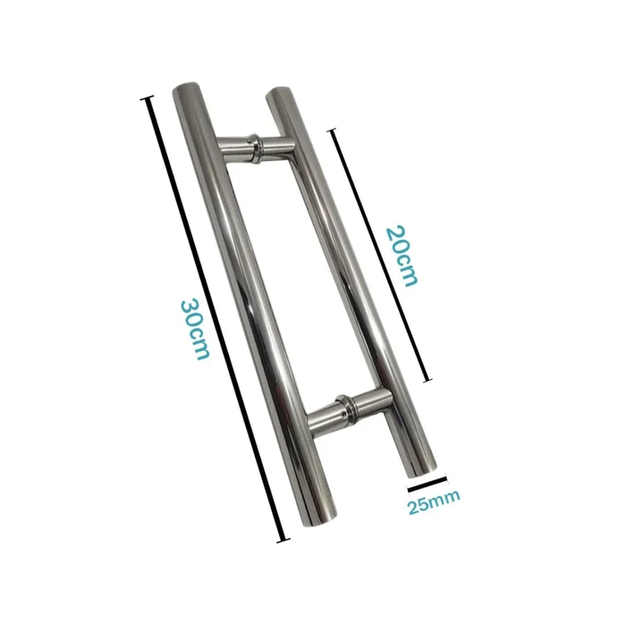 Puxador H Duplo Redondo Inox Escovado 30x20cm Diâmetro 25mm - 3212003020