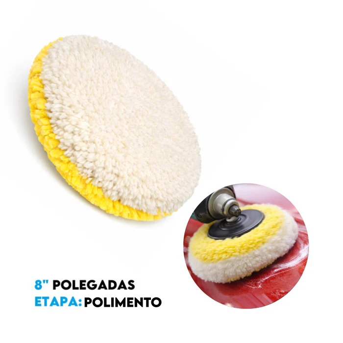 1 Boina Dupla Face Mista Amarela (refino) e Branca (corte) 8 polegadas (4)