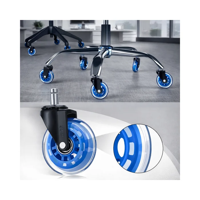 rodizios rodas e rodinhas Rodizio Cadeira Escritorio 75Mm Pu Transparente Azul (zoom)