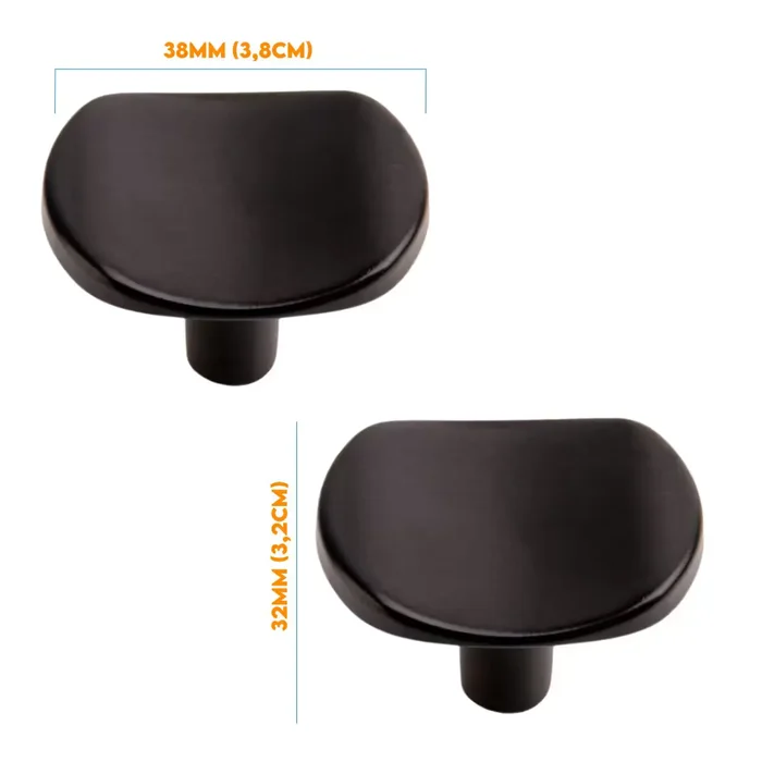Puxador Ponto 32mm x 38mm Preto Fosco 50031038