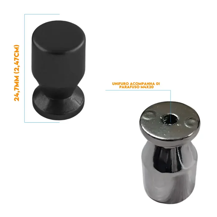 Puxador Armario Taça Unifuro Preto Fosco 5003107