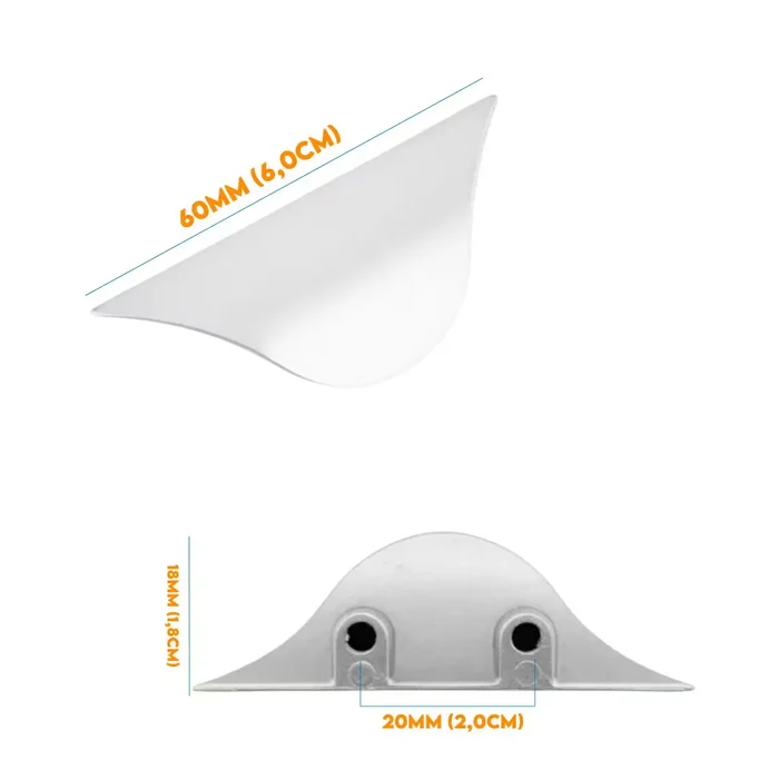 Puxador Armario Concha Aberta 20mm 60mm Branco Brilhante 5001320