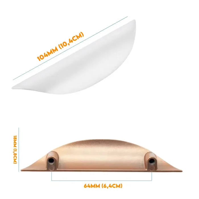 Puxador Armario Concha Aberta 64mm 104mm Branco Brilhante 5001364