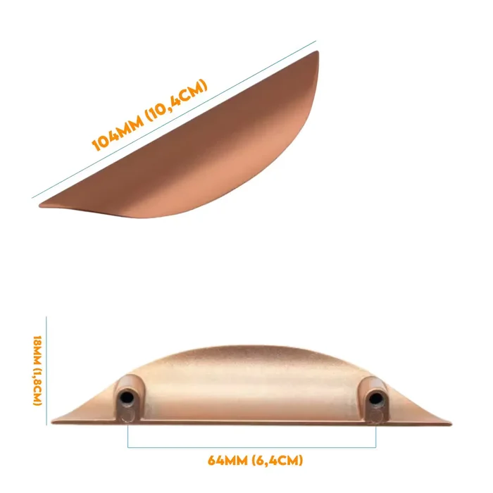 Puxador Armario Concha Aberta 64mm 104mm Cobre 5015364