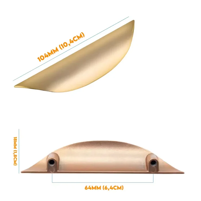 Puxador Armario Concha Aberta 64mm 104mm Dourado Brilho 5008364