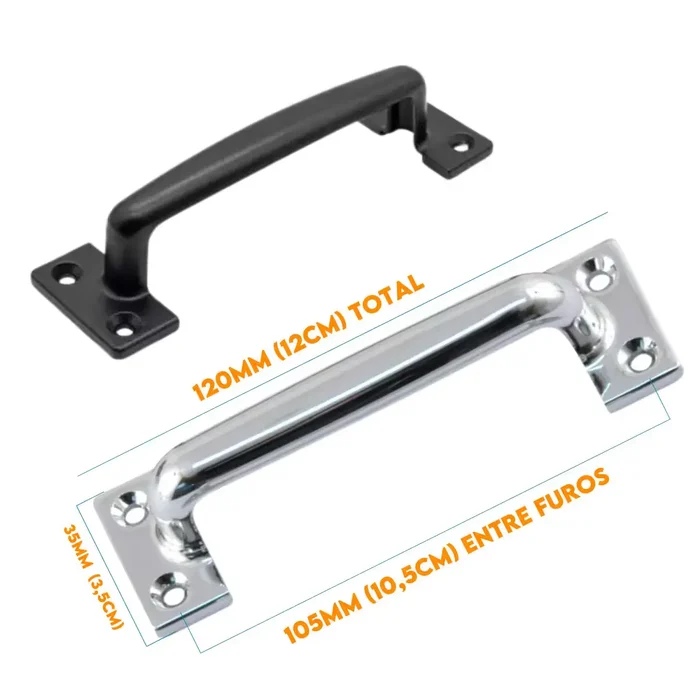 Puxador Alça 120mm  Preto Fosco 5003120