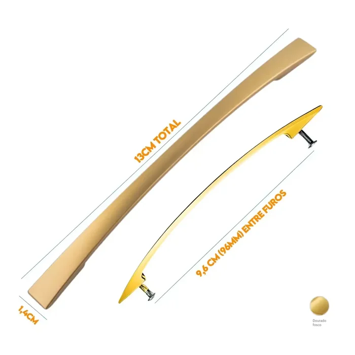 Puxador Armario Alça Curvo 96mm Dourado Fosco 503081296