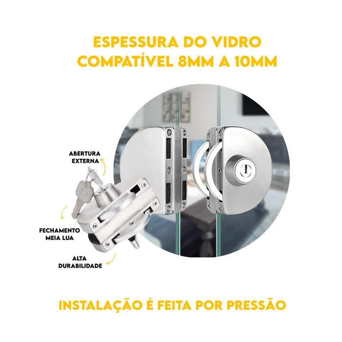 Fechadura de Pressão Vidro Vidro para Portas de Correr Mixso - 150301001 (2)
