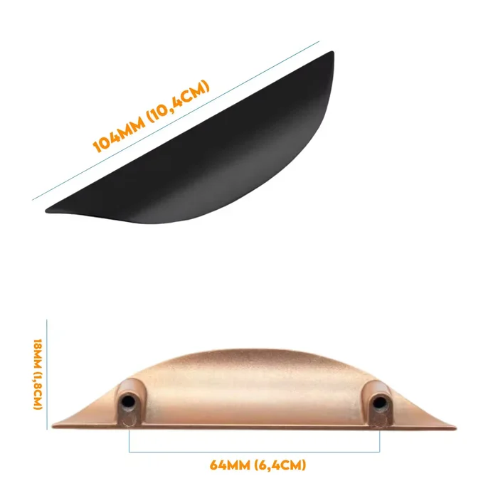 Puxador Armario Concha Aberta 64mm 104mm Preto Fosco 50031364