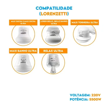Resistência Lorenzetti 220v 5500w Loren Ultra 065A - 581038 - Lorenzetti