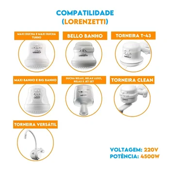 Resistência Pratimix 220v 4500w Tipo L 3 Temperaturas - 581003 - Lorenzetti
