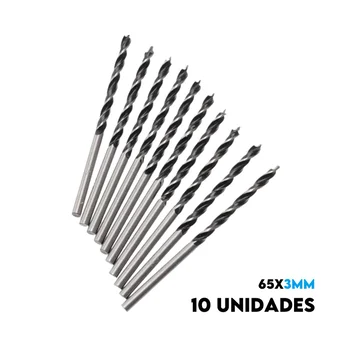 10 Brocas 3 Pontas Para Madeira IRW 65x3mm IW1851 - 46110310