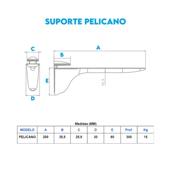 Medidas Suporte Pelicano - sku principal 240201000  240101000  240301000  240401000  240501000  