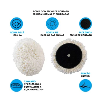 Dados Boina com Fecho de Contato Branca Normal 5_ polegadas - 180100000