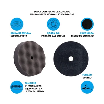 Dados Boina com Fecho de Contato Espuma Preta Normal 5_ polegadas - 180000000
