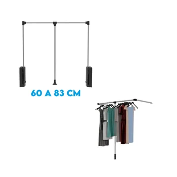 Cabideiro Basculante Extensível Pequeno Preto 60cm a 83cm-12kg - 400303000