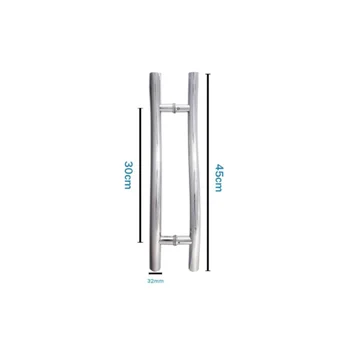 Medidas Puxador Inox 304 Duplo 45X30cm Tipo S Redondo Polido Tubo 32  - 3213024530