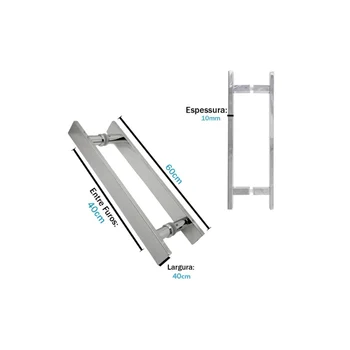 Puxador Inox Duplo 60X40cm H Barra Chata Escovado 4010mm - 3212026040