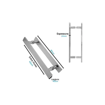 Puxador Inox 304 80X60cm Tipo H Barra Chata Escovado 4010mm - 3212028060