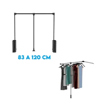 Cabideiro Basculante Extensível Tubo Preto 83 a 1,20cm 12kg - 403303001