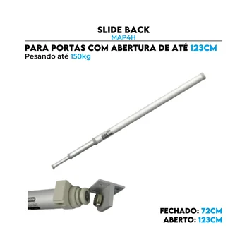 Slide Back MAP4H Cinza Fechamento Automático Porta 72 até 123 cm 150kg - 3604070170