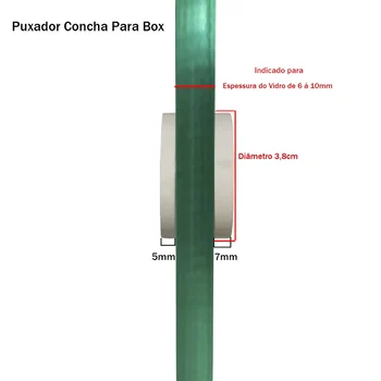 Puxador Para Box Banheiro Unha Concha Furo 12mm Alumínio Cor: Branco (zoom)