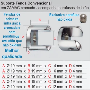 Suporte Fenda Parafuso em Latão Metal 1 uni Espessura: 6mm (zoom)