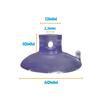 1000 Ventosas Cabeça Reta Pvc Cristal 40mm Diâmetro Com Furo Fixação (zoom)