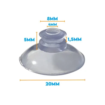 1000 Ventosas Pvc Cristal 20mm Diâmetro Silicone Fixação (zoom)